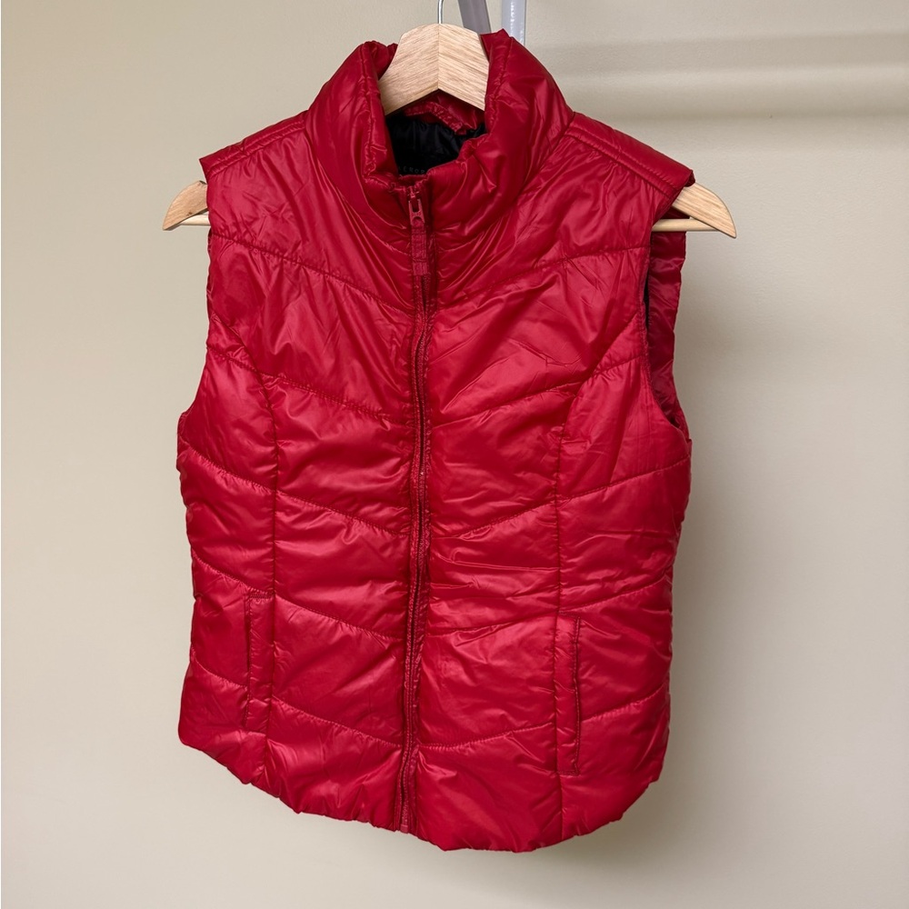 Aeropostale Red Puffer Vest Size M Quilted Zip Front Lightweight